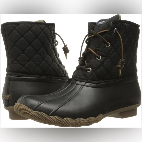 Sperry Saltwater Quilted Nylon winter snow rain boots Size 9 Like New Condition - Picture 2 of 8